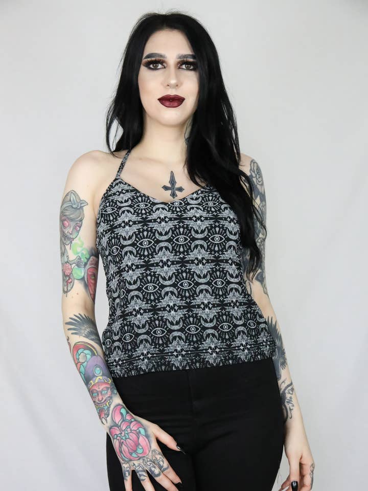 Alternative Strap V-Neck Batwing Cami With A Back Tie for wholesale by Timeless London