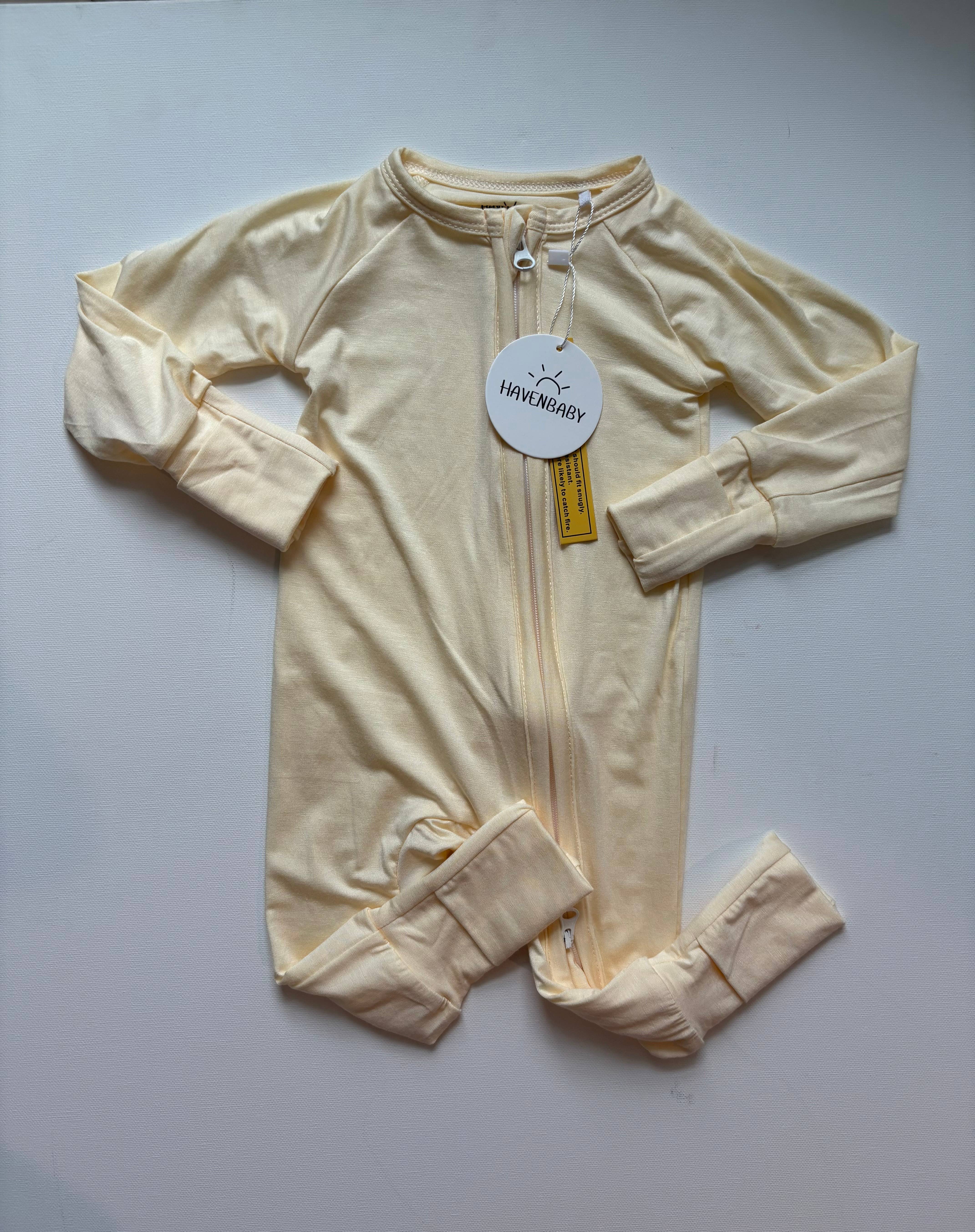 Havenbaby - Vendita all'ingrosso Tutina - Neonati - Pagliaccetto Giallo Burro in Bambù0