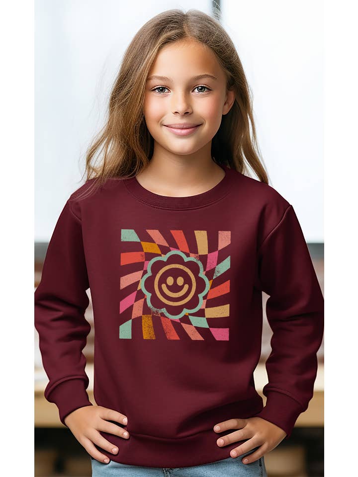 Kids By Kissed Apparel - Wholesale Screen Printed T-Shirt - Kids - Pastel Flower Smiley Kids Graphic Long Sleeve3