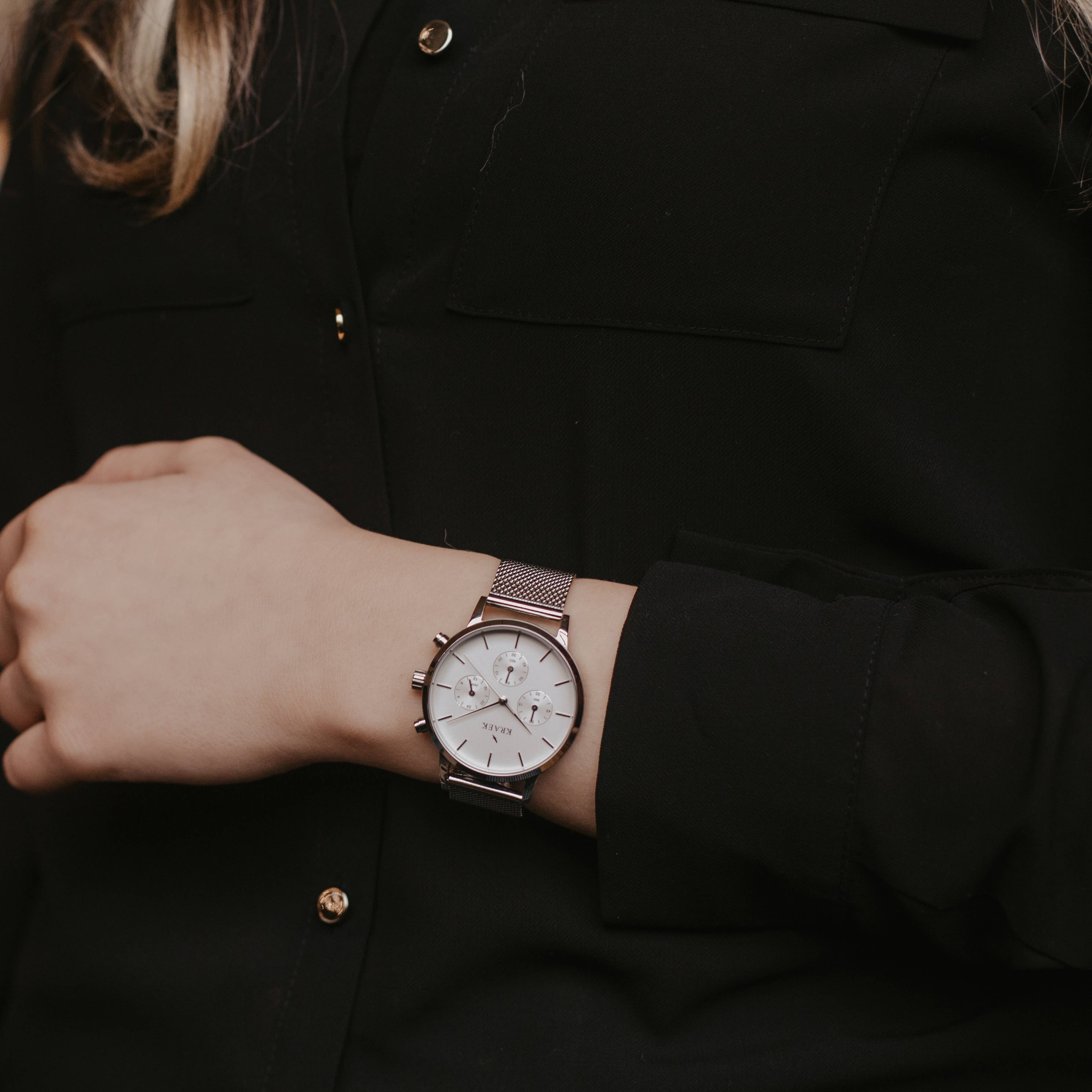 KRAEK Watches - Wholesale Wrist Watch - Women's - Nora | Silver | Mesh | 38 mm1