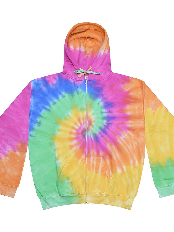 Tie-Dye Adult Zip-Up Hooded Sweatshirt | Zip-up Hoodie 8888 for wholesale by Total Apparel