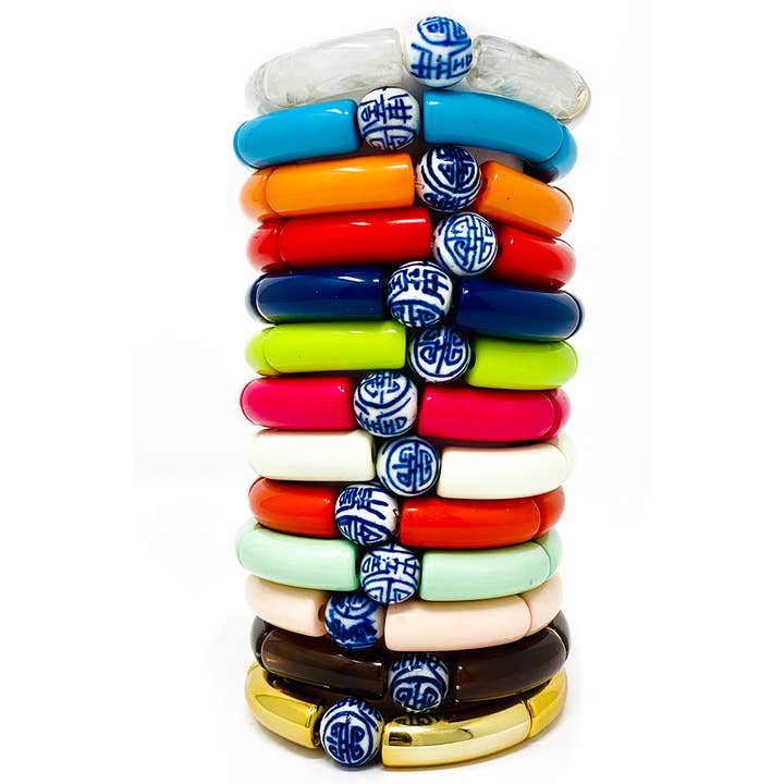 Fornash - Vendita all'ingrosso Bracciale con perline - Bracciale in tubo acrilico di bambù - Blu Cina10