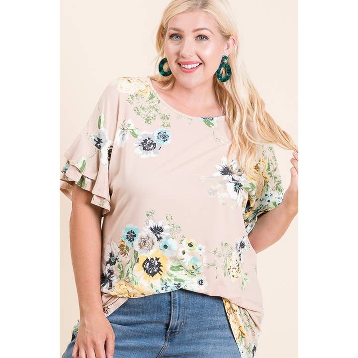 Floral Double Ruffle Tunic for wholesale by Reborn J