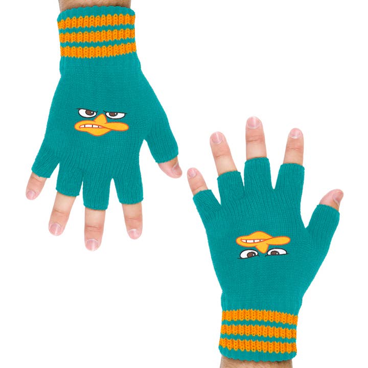 Phineas & Ferb - Gants sans doigts en tricot avec visage de Perry pour la vente par Official Store