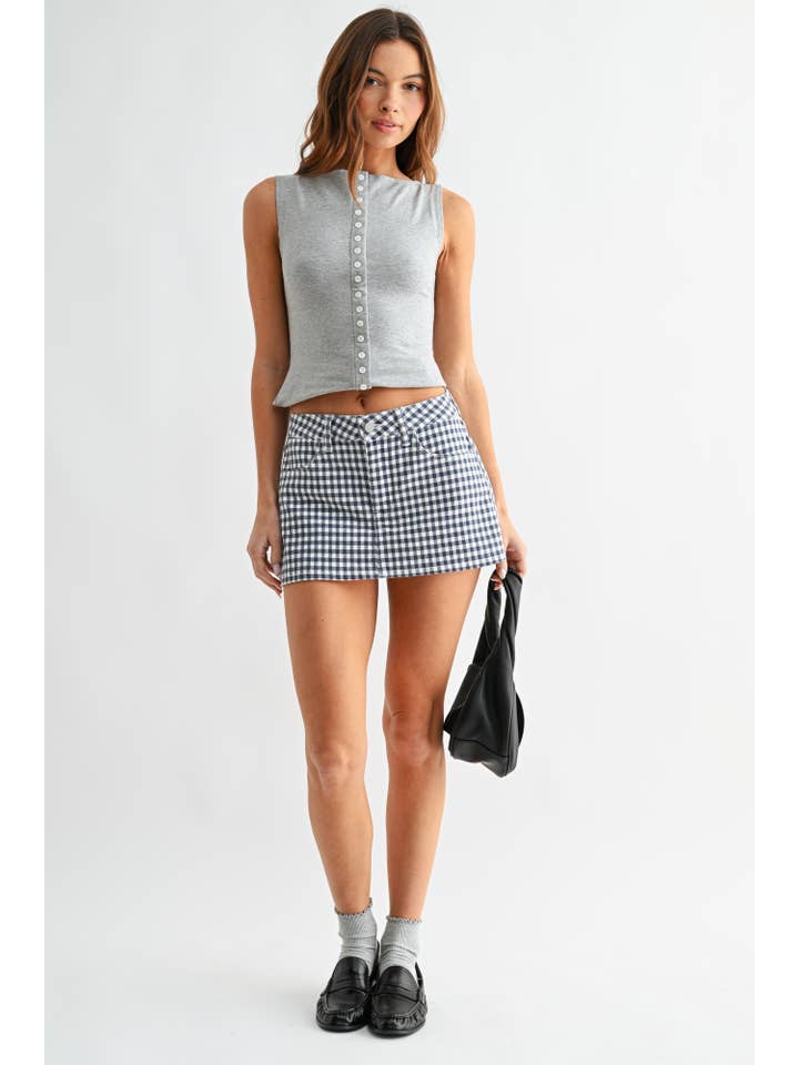 Just USA Jeans - Wholesale Skort - Women's - JT001 - NVY GNGHM - Denim Skort1