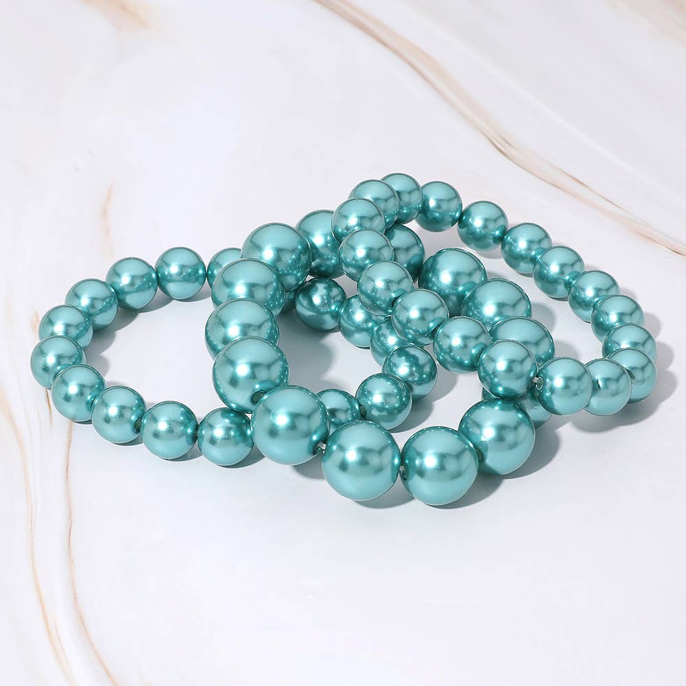 Sensibling Corp. – wholesale Beaded bracelet – 3PCS - Pearl Beaded Stretch Multi Layered Bracelets15
