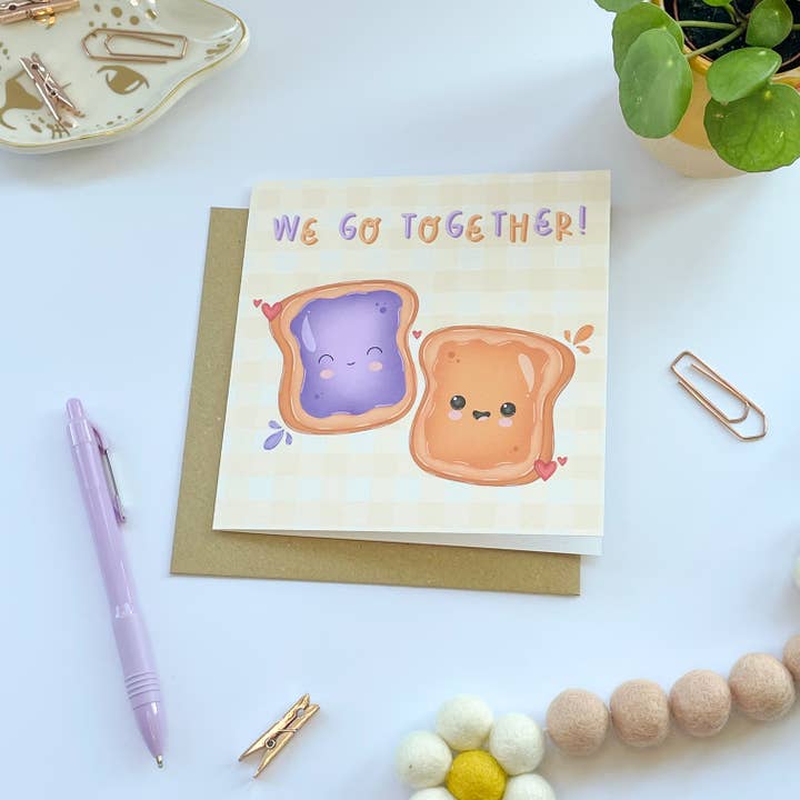 We Go Together Peanut Butter And Jelly Greeting Card for wholesale by Collette Daisy Designs Co