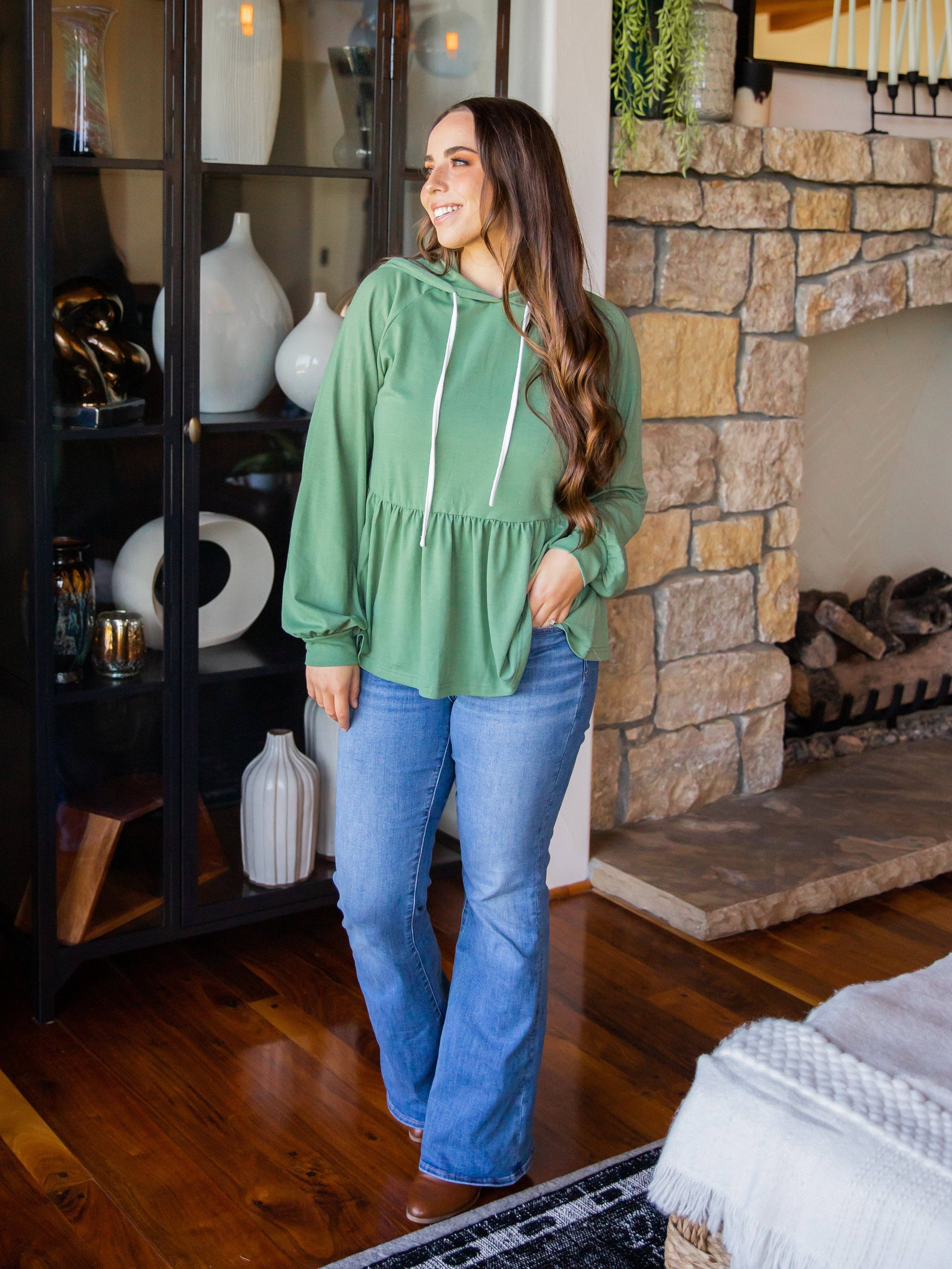 Tickled Teal - Wholesale Hoodie - Women's - Long Sleeve Peplum Hoodie8
