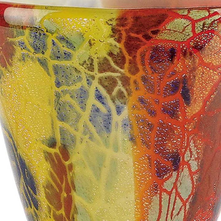 HomeRoots - Wholesale Vase - 8"Orange Red and Yellow Murano GlassAbstract Oval Table Vase4