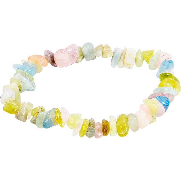 Elastic Chips Bracelet - Morganite (Each) for wholesale by Kheops International