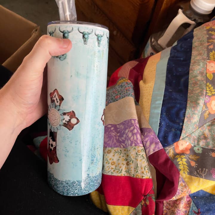 Cow girl cross blue and teal for wholesale by 541 custom designs