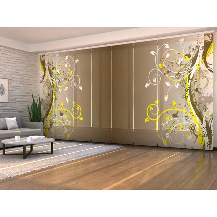 Uppsättning av 8 blommig Art Panel gardiner på brun bakgrund för wholesale av IlyDecor