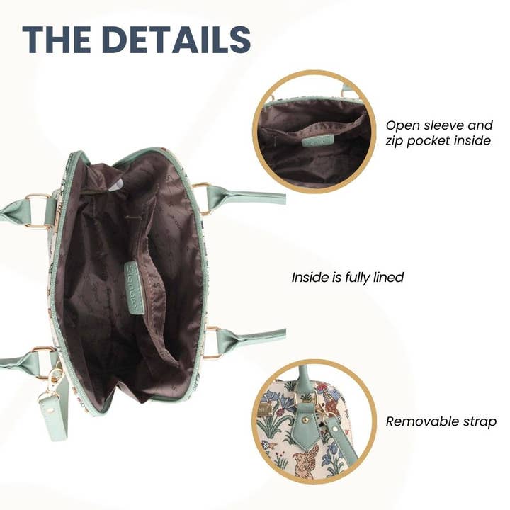 SignareArt - Vente Sac à main avec poignée sur le dessus – femme - CONV-ALICE | Sac à main convertible avec poignée supérieure Charles Voysey Alice au pays des merveilles2