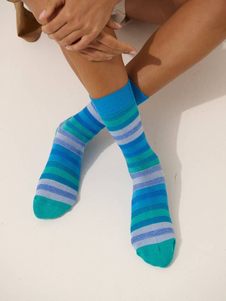 Multi Stripe Crew Socks for wholesale by Angels Whisper Accessories