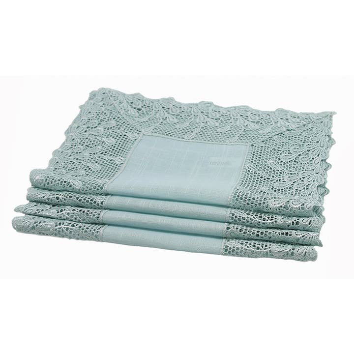 Xia Home Fashions & Manor Luxe - Venta al por mayor Manteles individuales - Juego de 4 manteles individuales con encaje enrejado de 35,5 x 50,6 cm3