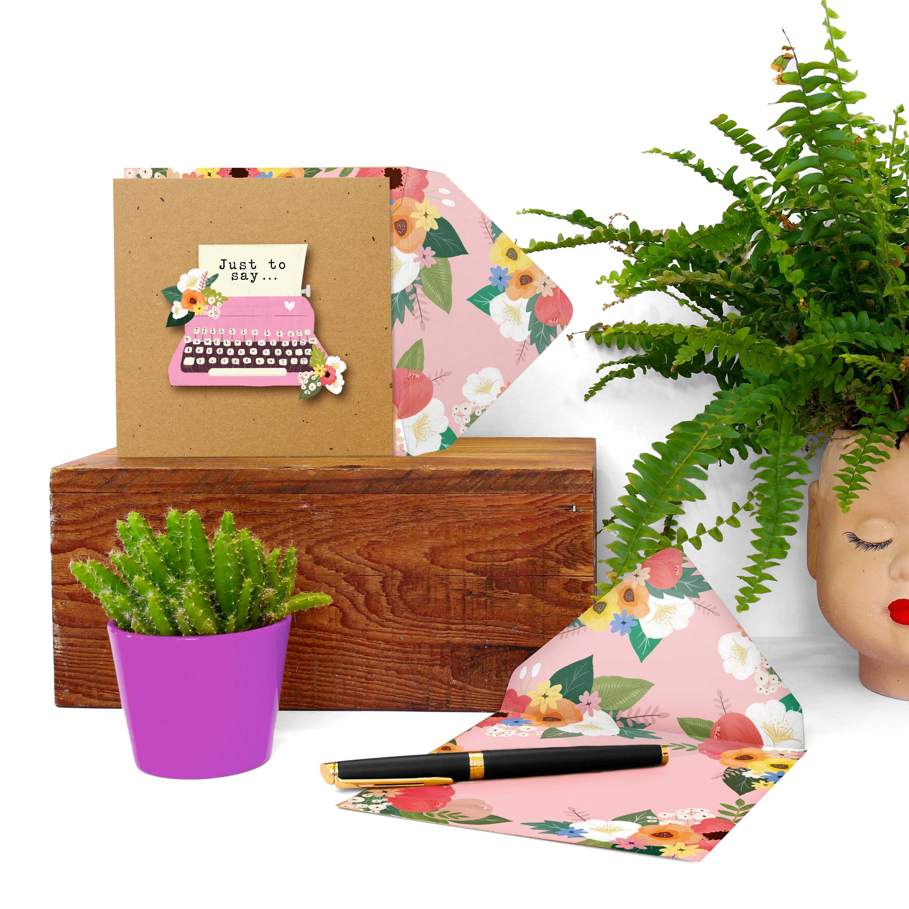 Tache - Wholesale Love Card - Just To Say…Vintage Typewriter, Handmade Greeting Card2