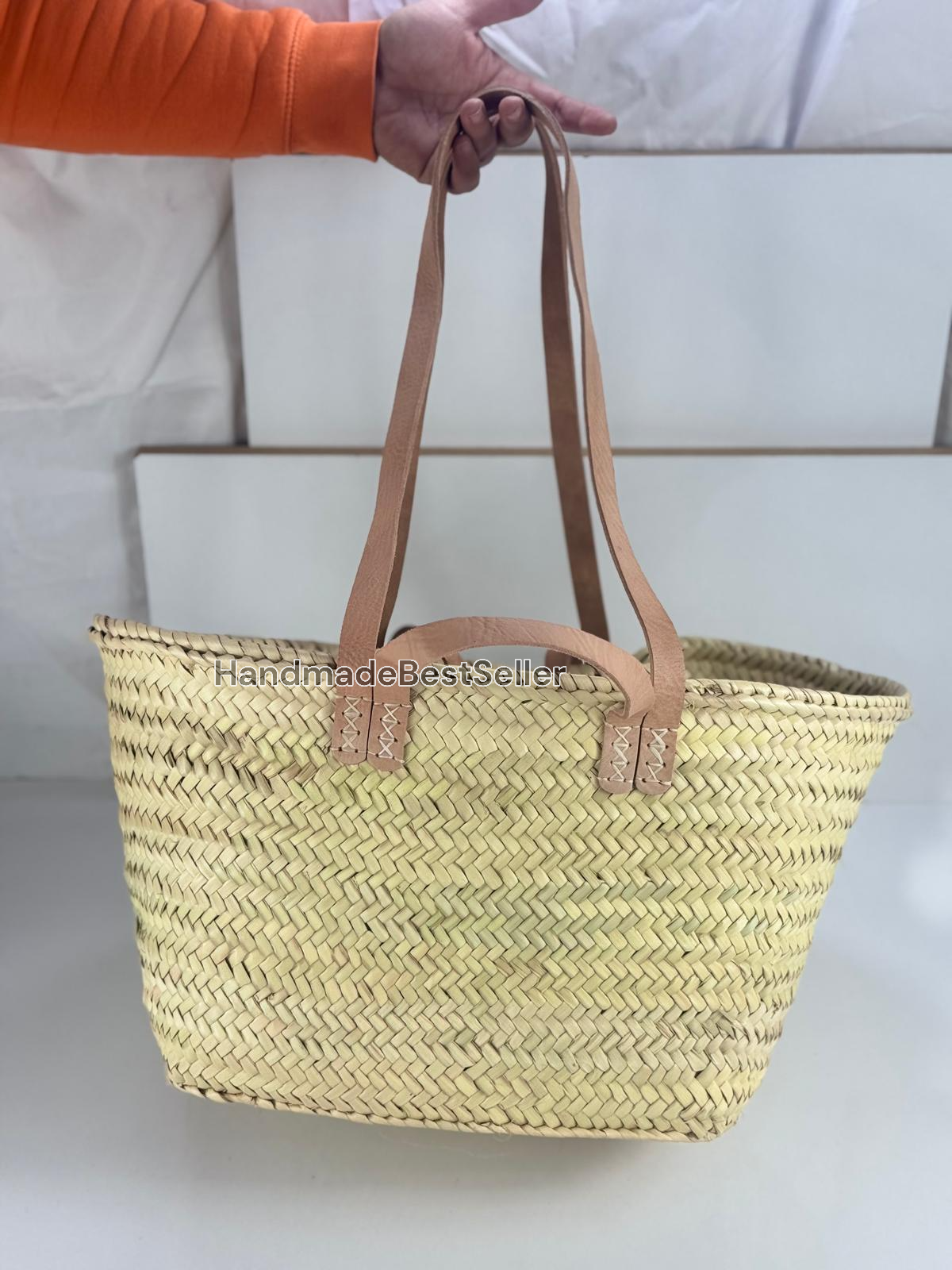 HandmadeBestSeller - Wholesale Basket - Handmade Square Straw Basket with Leather Handles7
