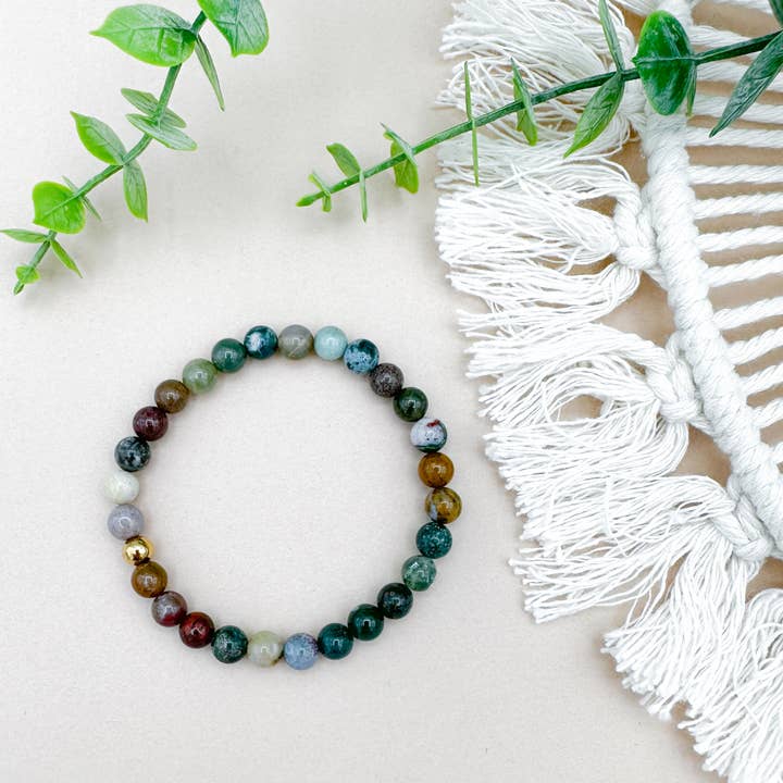 Jasper Beaded Bracelet - Earthy Tones and Grounding Energy for wholesale by Peach Tree & Co.