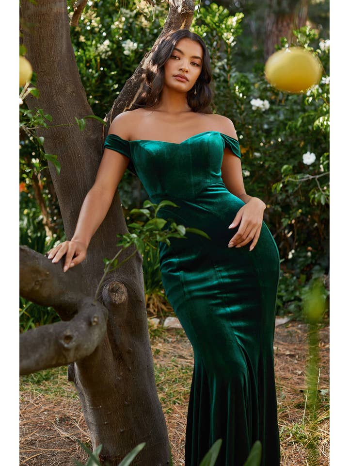 Ladivine by Cinderella Divine - Vendita all'ingrosso Abito da sera - Donna - ABITO IN VELLUTO CON SPALLINE SCOPERTE4