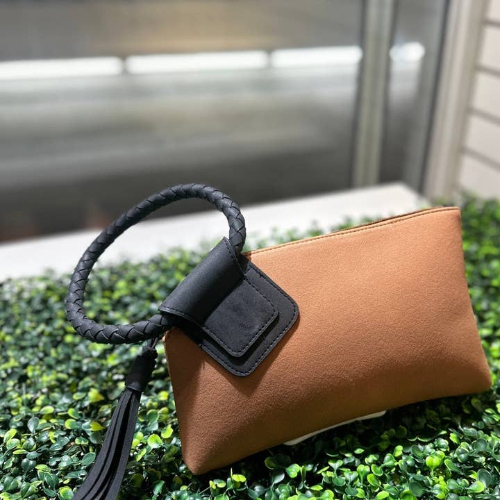 MiMi Wholesale - Wholesale Wristlet - BP204SU Faux Suede Cuff Handle Tassel Wristlet/Clutch3