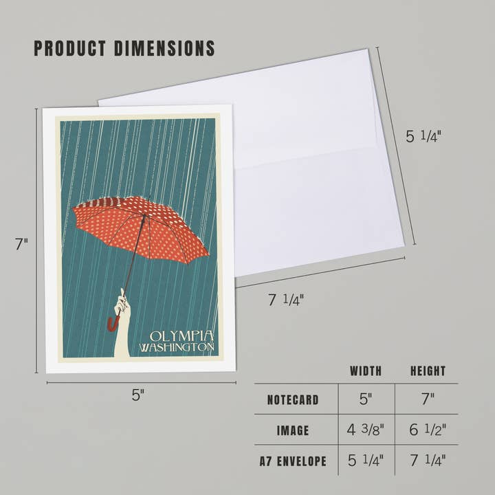 Lantern Press - Wholesale Everyday Greeting Card - GREETING CARD Olympia, Washington, Umbrella4