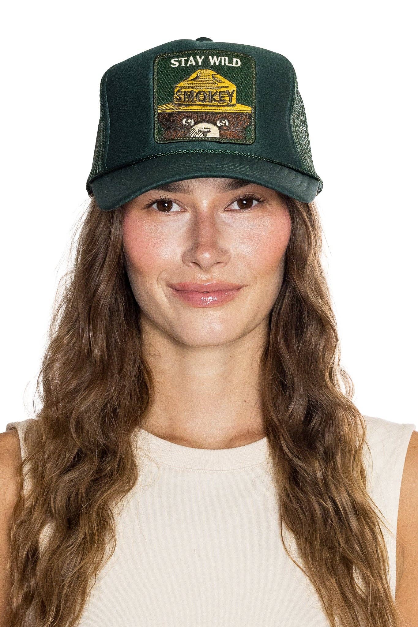 Stay Wild Trucker Hat in Deep Green for wholesale on Faire3