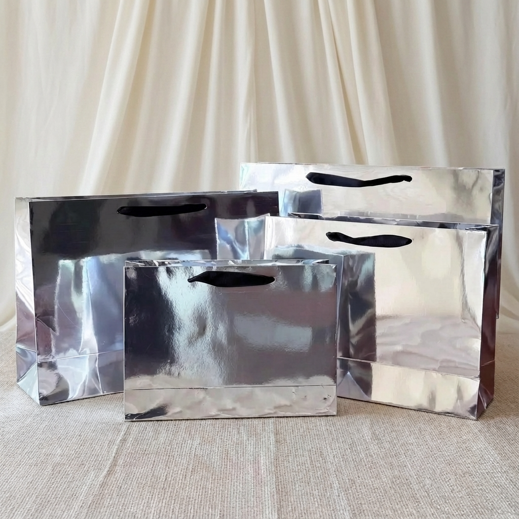 ByHome - Wholesale Gift Bag - Reflective Mirror Metallic silver paper gift bag w/ tissue3