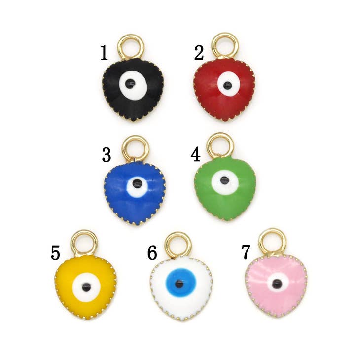 Enamel Evil Eye On Heart Pendant, Sku#B175 for wholesale by BestBeads&Beyond