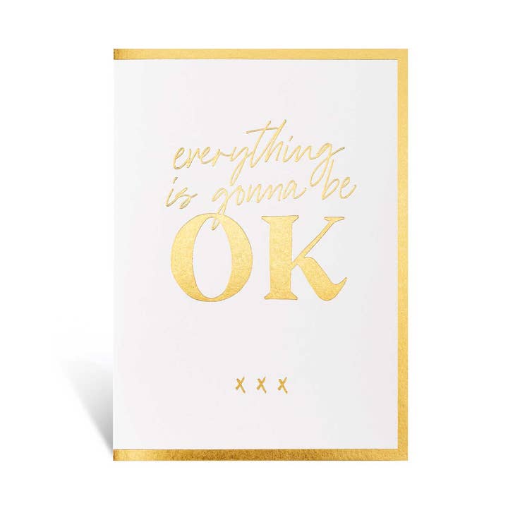 Biglietto d'auguri pieghevole « OK », A6, bianco/oro per la vendita all'ingrosso da parte di Real Passionates