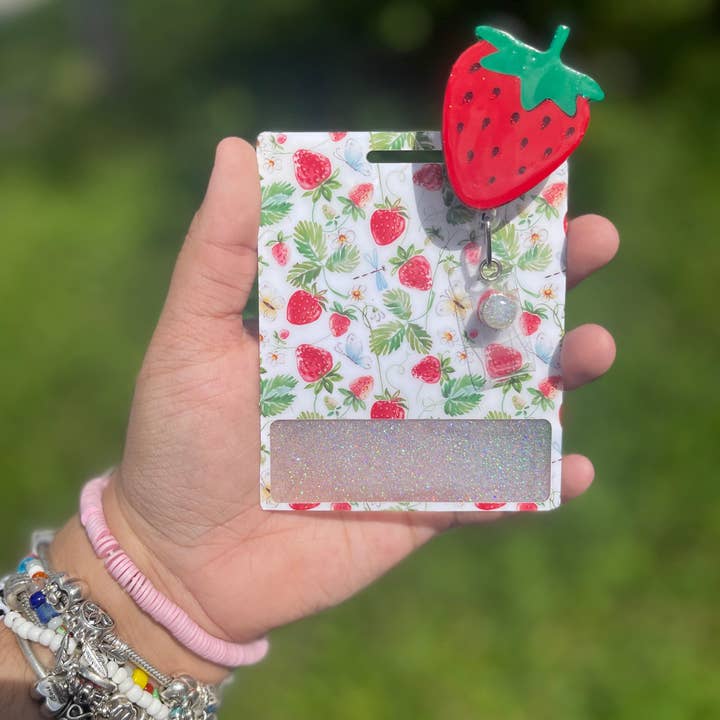 Rose Magnolias - Wholesale Badge Accessory - Women's - Strawberry Badge Reel5