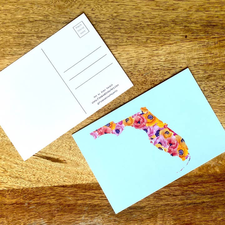 Florida Postcard * FL Flowers Postcard * FL Gift Shop for wholesale by Fox & Crow Paper co.