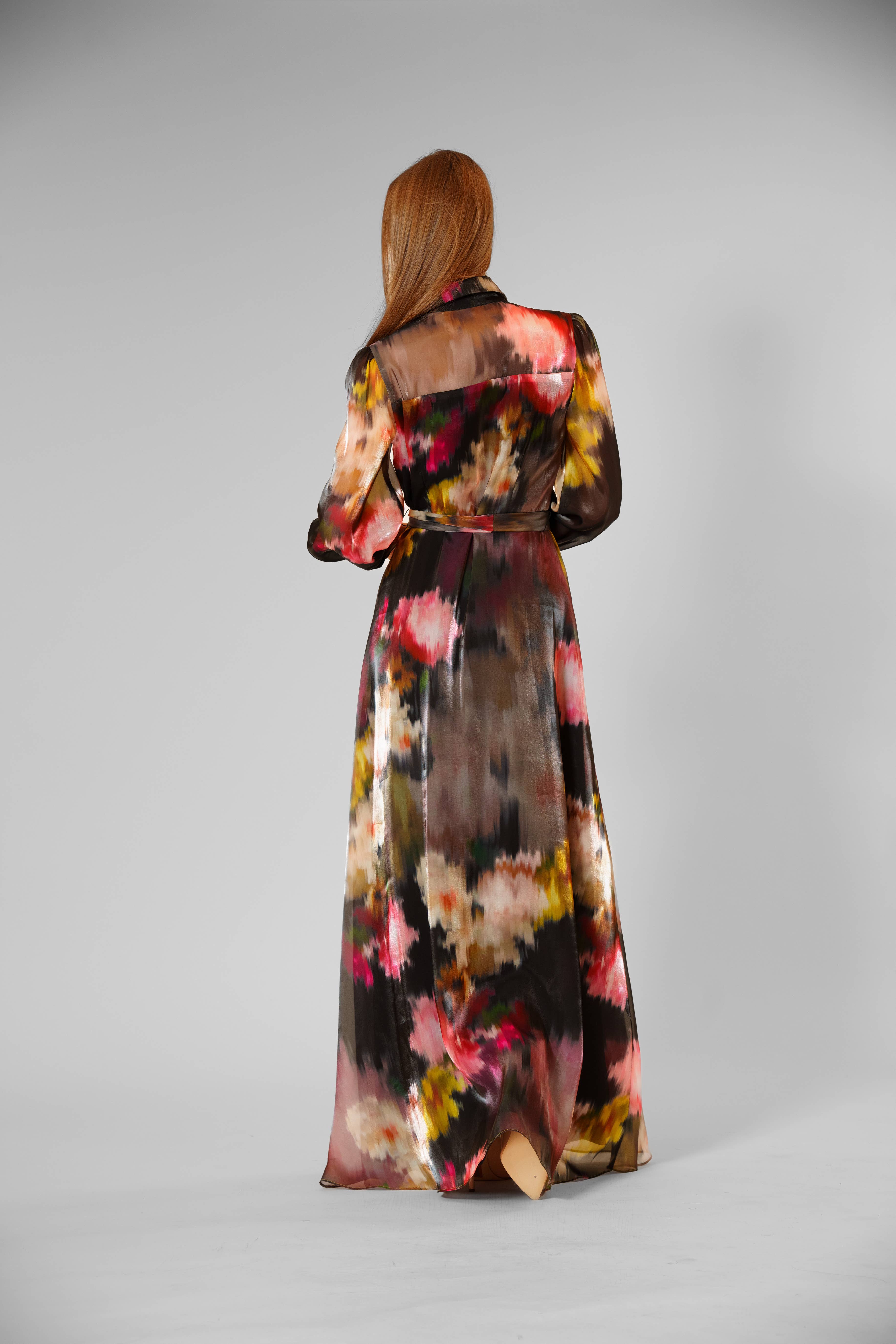 BLACK MULTI LONG SLEEVE PRINTED ORGANZA SHIRT DRESS for wholesale on Faire1