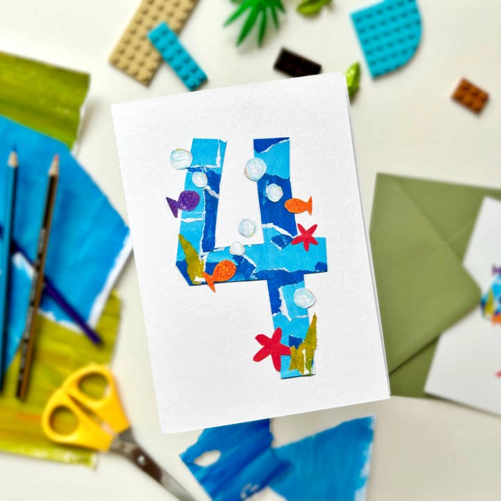 4. Geburtstagsaufkleberkarte | VIER du bist ein fröhlicher guter Kerl! für den Großhandel von Honey and Incense