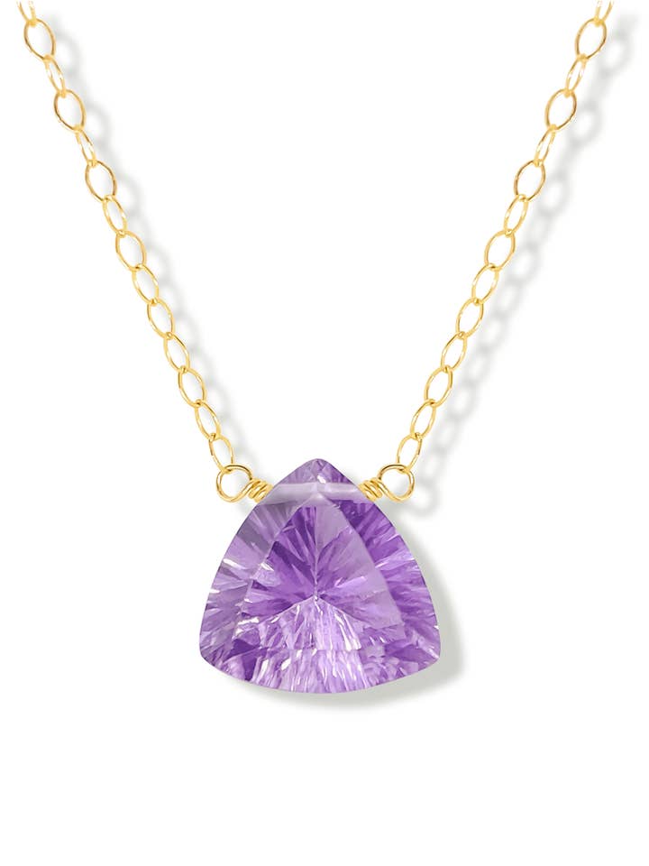 Bella Amethyst Trillion Floating Gem 14K Gold-Filled Necklace for wholesale by Iggi