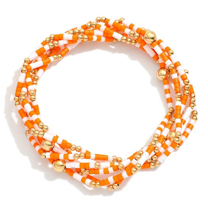 Orange og hvidt college-armbåndssæt for engroshandel hos Erin McDermott Jewelry