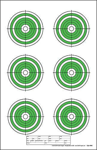 EZ2C Targets - Wholesale Sporting Accessories - EZ2C Targets RD6: Six 4” Bullseyes Paper Shooting Target 11"x17" USA MADE1
