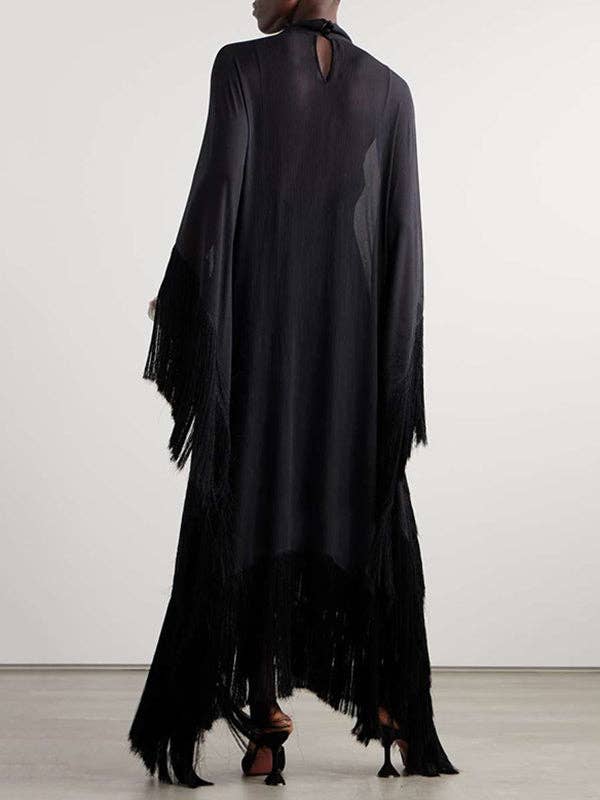 BLACK ​Batwing See-Through Layered Dress Set for wholesale on Faire1