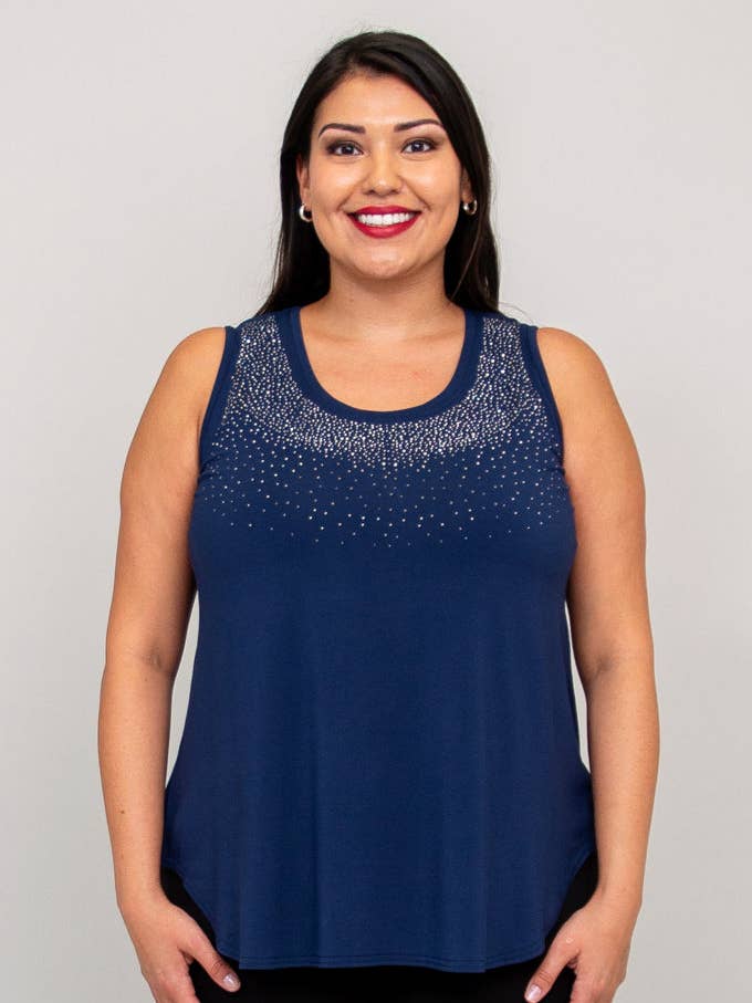 Jazz Tank, Indigo Diamond, Bamboo for wholesale by Blue Sky Clothing Co LLC