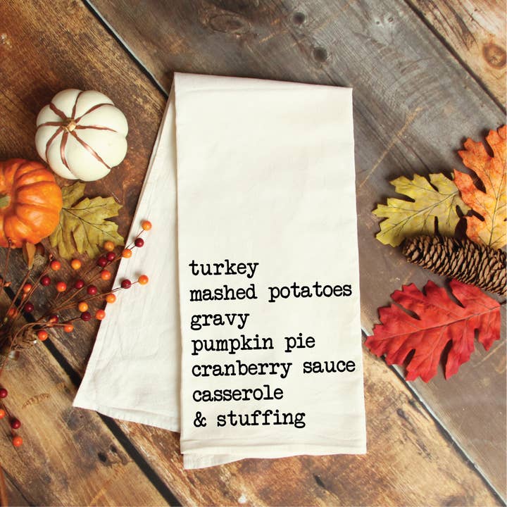 Thanksgiving Food Tea Towel for wholesale by Reigndeer Homegoods