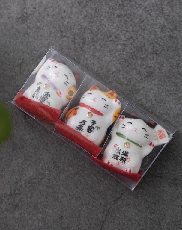 Gohobi （We cover U.S. import duties） - Wholesale Decorative Figurine - Gohobi A set of 3 Ceramic Lucky Cat Ornaments8