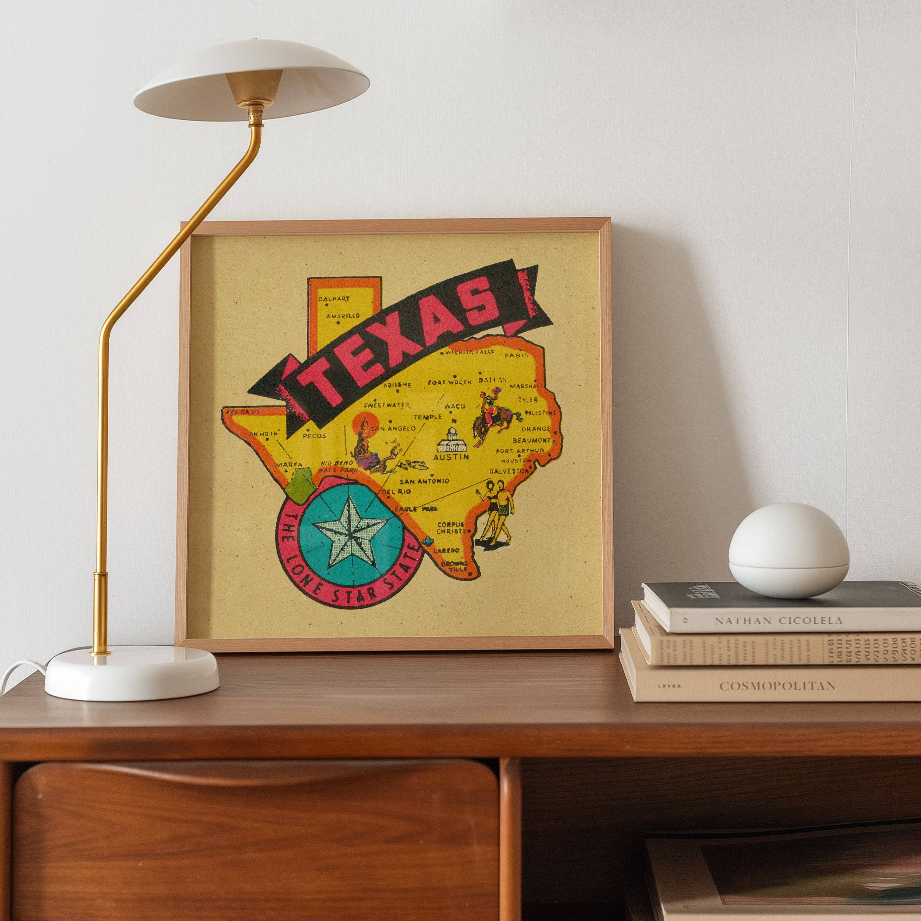 Tejas Country Club - Wholesale Art Print - Vintage State of Texas Travel Map Decal Art Print4
