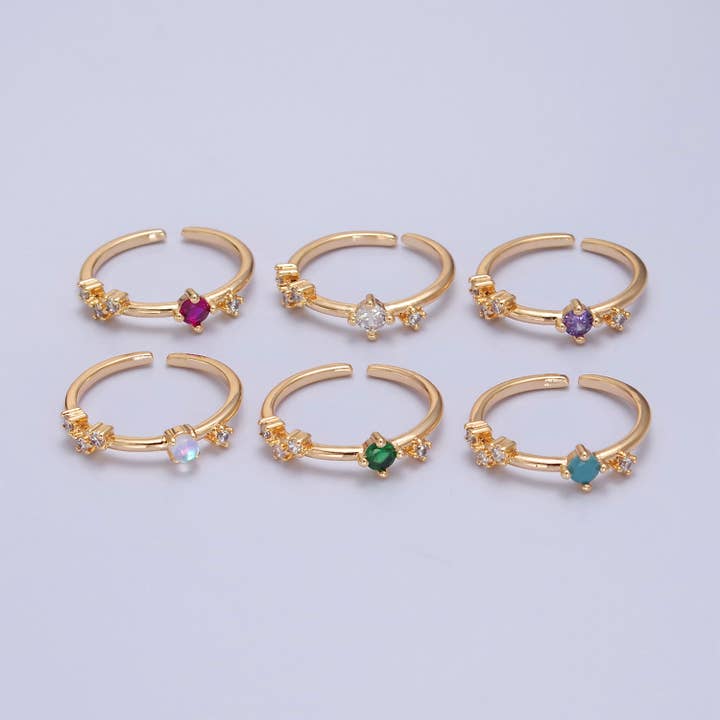 Colorful CZ Crystal Minimalist Gold Ring O2152~O2157 for wholesale by Aim Eternal