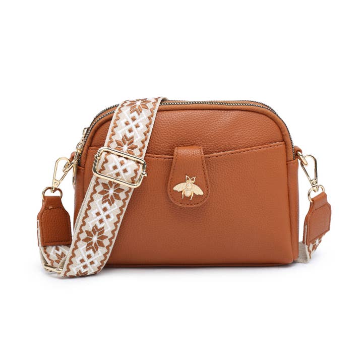 Papaya Fashion Ltd - Wholesale Crossbody bag – Women's - B23002 Bee Cross Body Handbag with double zip top sections1
