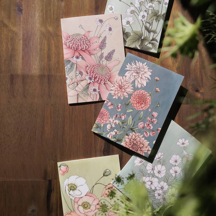 Typoflora - Wholesale Everyday Greeting Card - Dahlias Portrait Card