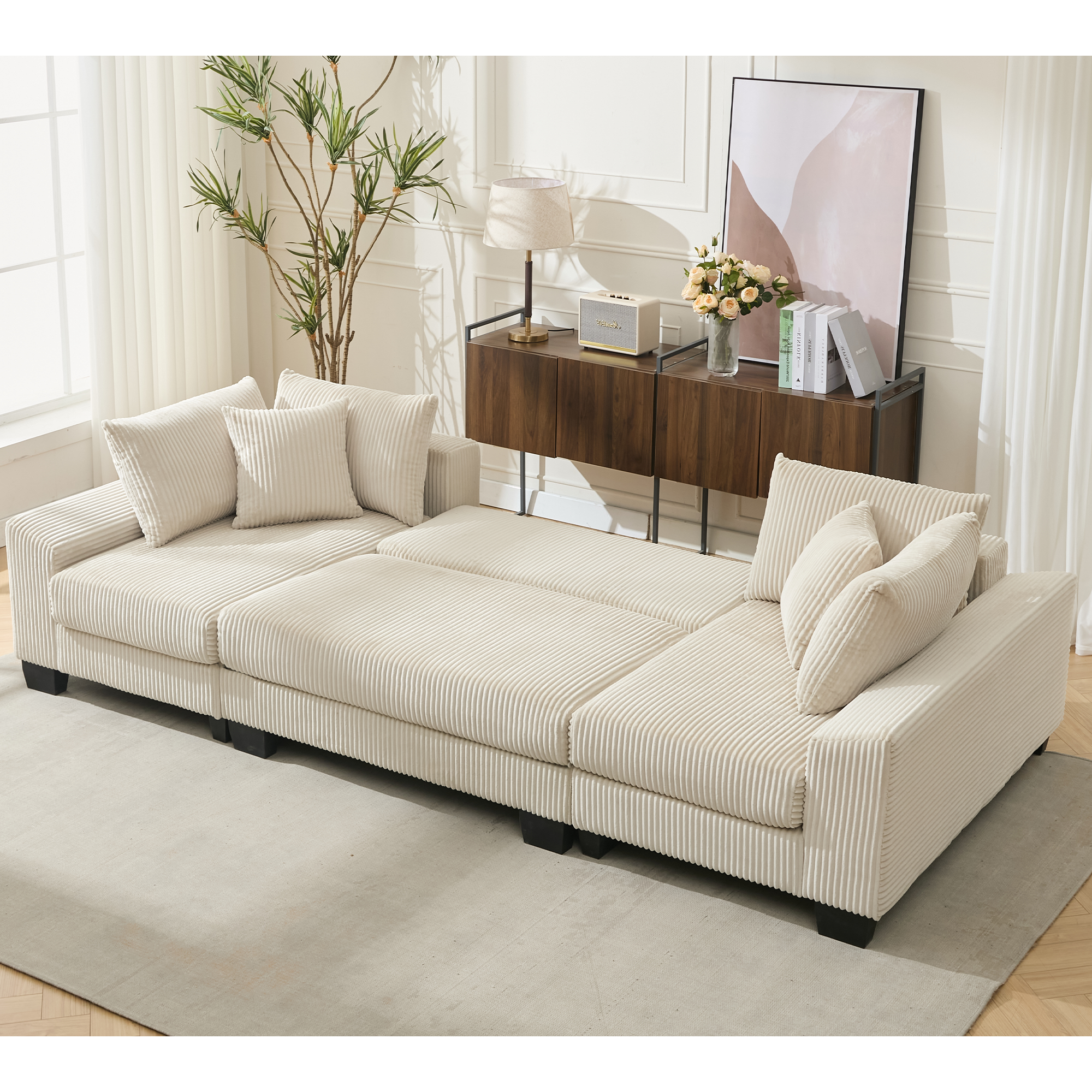 39F Inc. - Wholesale Sofa - 114" U-Shaped Sleeper Sofa with Pull-Out Bed & Chaise3