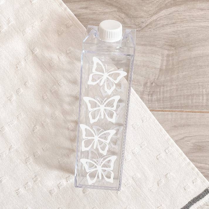 Butterfly Milk Carton Water Bottle - Personalized for wholesale by Soy Senorita