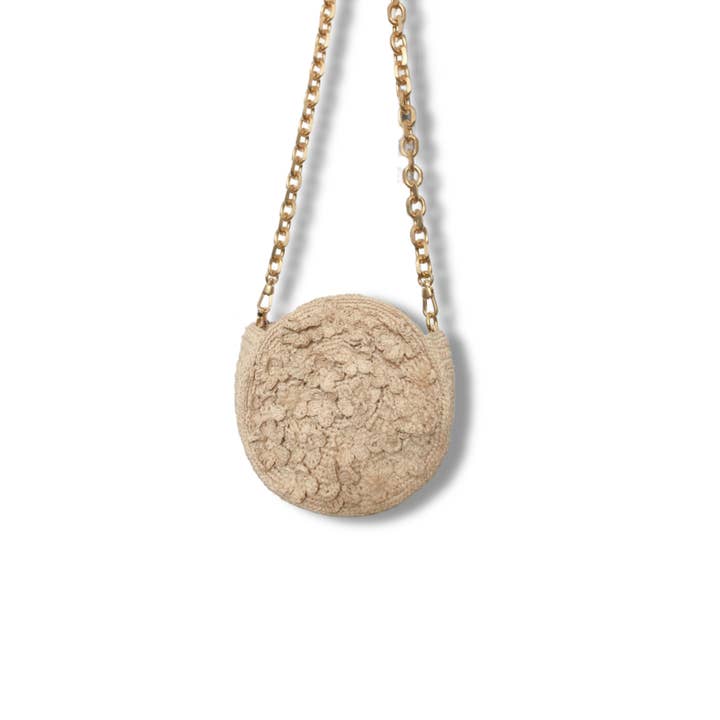 Sanabay - Wholesale Messengertas - Dames - Anthea natuurlijke ronde tas met 3D-raffiabloem