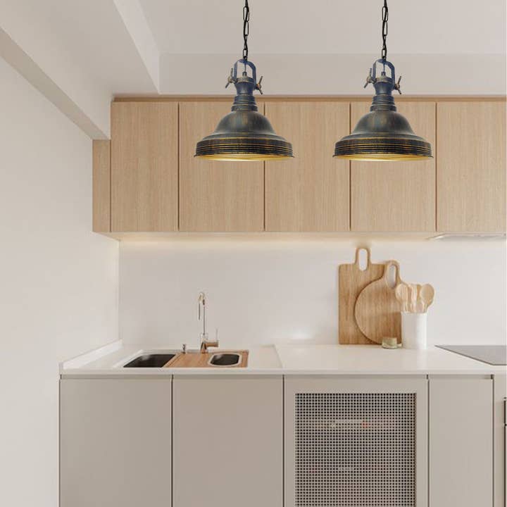 REMOVED BRAND – wholesale Chandelier/hanging light – Ulmete Industrial Set x2 Pendant Light, Metal, E26, 11.8"6