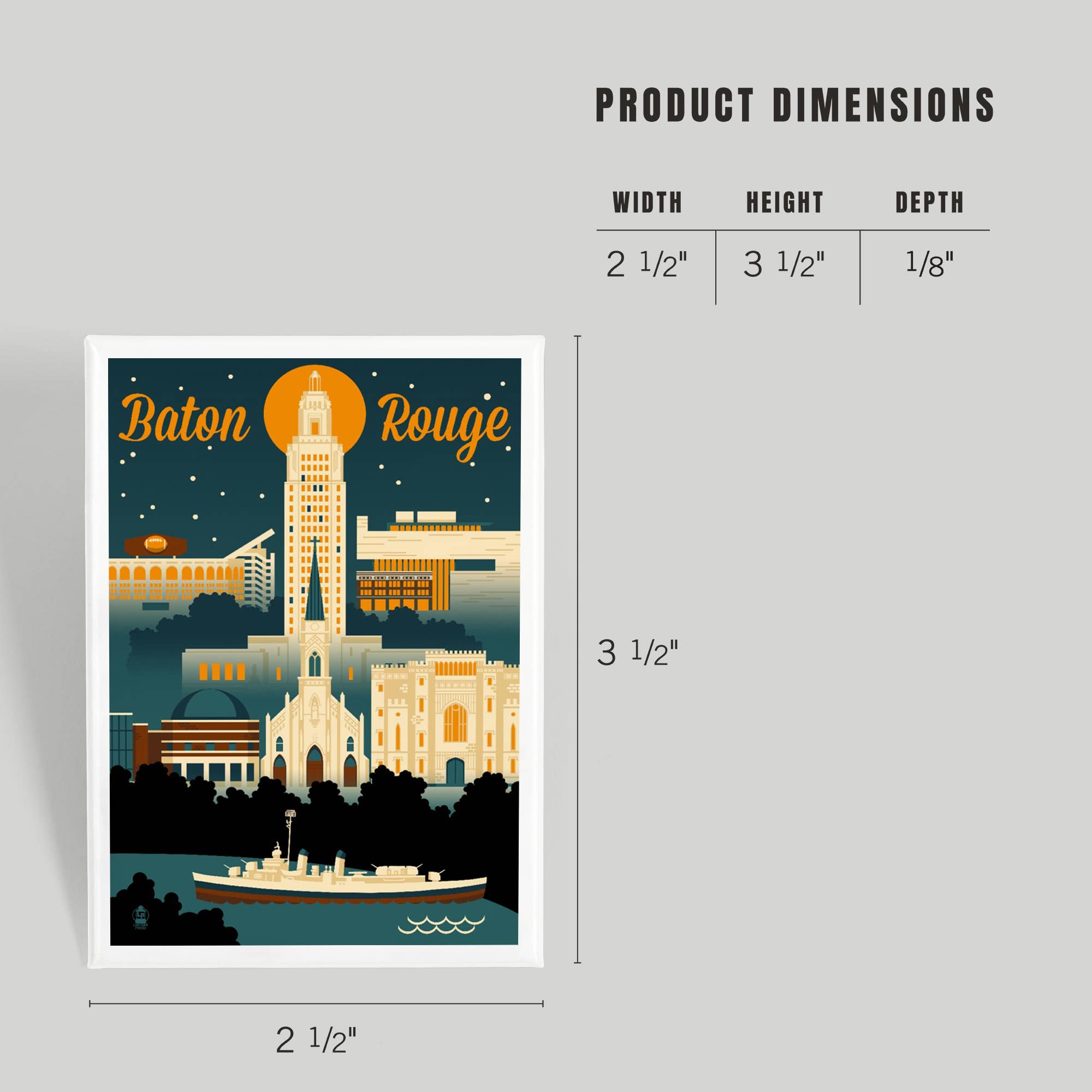 Lantern Press – wholesale Magnet – MAGNET Baton Rouge, Louisiana, Retro Skyline3