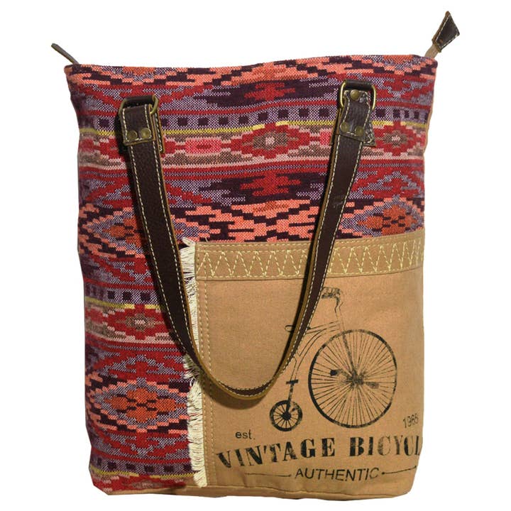 Hopofly Bags - Wholesale Tote Bag - Women's - Upcycled Canvas & Leather Women's Cycle Tote Bag